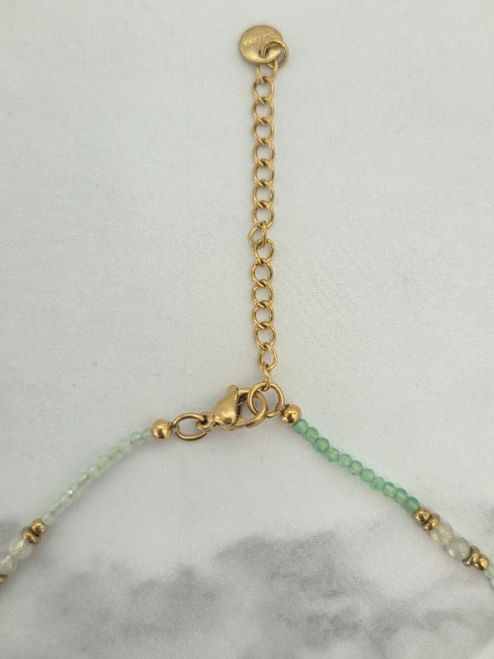 Boho Gold Tone Mint Green Beaded Necklace Fish Charm Dangle Pendant - Picture 8 of 16